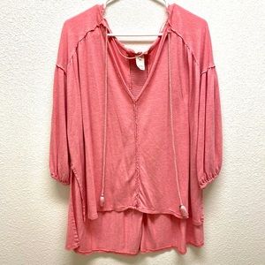 Free People Just A Henley Split-Neck Blouse